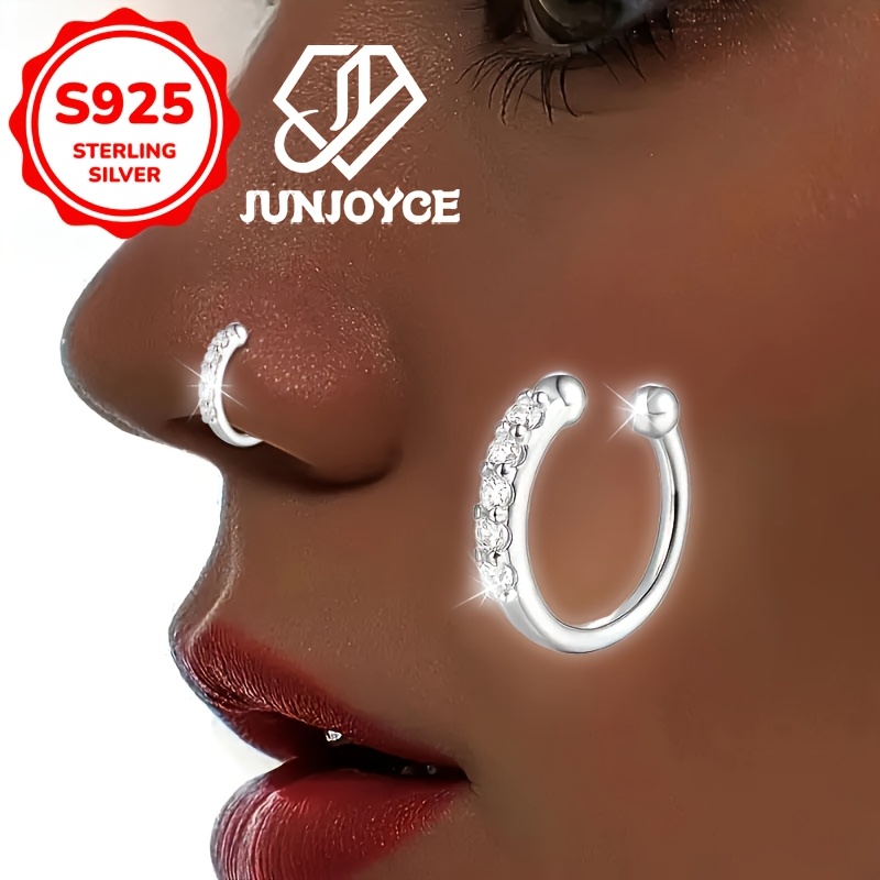 S925 Silver C-Shaped Ear Clips with Zirconia